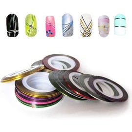 30Pcs Random Color Nail Sticker Rolls Striping Tape Line Nail Art Tips Decoration Sticker Manicure Accessories Useful and Fashion,Nail Art Accessories,Nail Art and Polish