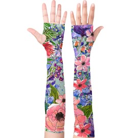 YPHCDO - Mangas de jardinería para mujeres y hombres, protección solar de granja, mangas de jardín con agujero para el pulgar para deportes de jardín, Rosa (PinkFloral), 19"x5"