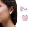 Glittery Pink Heart Stud Earrings 925 Sterling Silver Girls Children,