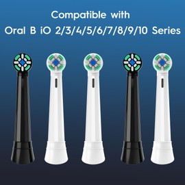 10PCS Replacement Heads Compatible with Oral B iO 2 3 4 5 6 7 8 9 10 Series Electric Toothbrush, IO Brush Heads Compatible with Oral B, Medium Bristles for Teeth Clean & Gums Care (Black/White)
