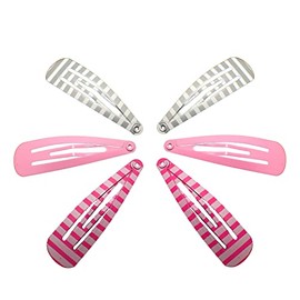 Topkids Accessories Pattern Hair Snap Hair Clips Hair Clip Toddler Hair Clips Women Metal Hair Clips Toddler Hair Clips Hair Accessories for Women & Hair Accessories for Girls (Stripe Silver Pink)
