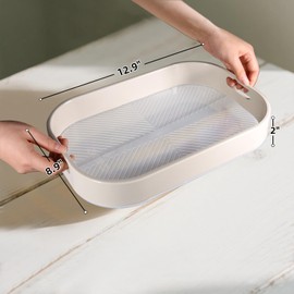 Bandejas para servir con asas que funcionan para comer, desayuno, organizador de cajones de maquillaje, mesa de cambiador de baño, bandeja otomana, color blanco.