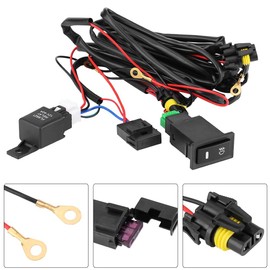 DEWIN Fog Light Wiring Kit, LED Light Bar Wiring Harness 12V Universal Car LED Fog Light On/Off Switch Wiring Harness Fuse Relay Kit