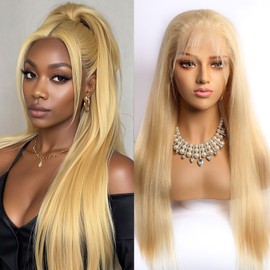 Lemoda 13x6 Blonde 613 Straight Lace Frontal Human Hair Wigs 20Inch Outlets Sale 200% Honey Blonde Straight HD Transparent 13x6 Lace Front Wigs Pre Plucked Glueless Wigs