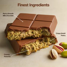 Dubai Chocolate Bar Pistachio Deluxe – 7 oz Rich Milk Chocolate Bar with Luxurious Pistachio Filling & Crisp Kataifi Threads – Inspired by Iconic Dubai Knafeh Dessert