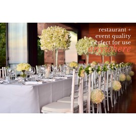 Pomp Pure White 90" x 156" Poplin Polyester Tablecloth (4 Pack) | Wrinkle + Stain Resistant Easy Care Premium Fabric | Fits 8FT Rectangle Table