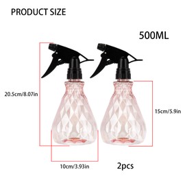 wugongshan 2 Pcs Spray Bottles, 500 ml/17 oz Empty Water Spray Bottles, Plastic Reusable Adjustable Mist Sprayer Squirt Bottles Containers Refillable for Cleaning Solutions, Gardening, Plants (Pink)