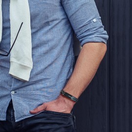 Holizaly Holizaly Men's Bracelet Men's Stainless Steel Bracelet, Link Bracelet Gold Black and Blue Ion Plated Black with Box (blue)