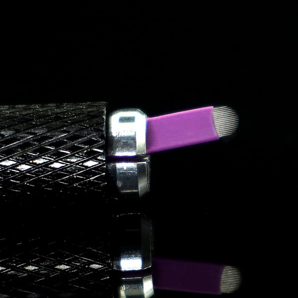 Purple Microblading Needles Nano 0.16 mm Eyebrow Stainless Steel Tattoo Blades 16U 18U 12 Slope (18U) Pack of 50