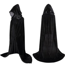 Capa Con Capucha De Bruja De Halloween,Disfraces De Fiesta De Terror De Halloween,Disfraz De Bruja De Navidad De Halloween,Unisex (Negro, L)