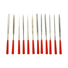 GUANGLANG 12Pcs Needle File Set with Folding Canvas Bag,Small Steel Files with Shaped Round,Half Round, Triangle,Flat,Square,Tool for Wood,Metal, Plastic and Jewelry Precision Work