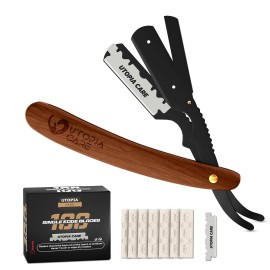 Utopia Care Straight Razors For Men, Professional Barber Dark Brown