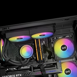 SAMA L40 240mm AIO CPU Liquid Cooler, ARGB PWM Fans up to 2000 RPM, Quiet 4-Pin Water Cooling System, Intel LGA 1700/1851/1200/115X/2011/1366 & AMD AM5/AM4 Compatible, Black