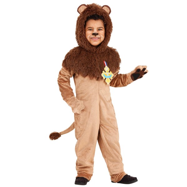 Toddler Wizard of Oz Cowardly Lion Costume, Cuddly Cozy Lion Jumpsuit for Movie Character Party & Halloween 4T