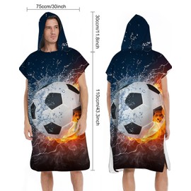 Rowjoy Towel Poncho, 75 x 110 cm, Microfibre Surf Poncho, Bathrobe with Hood for Men and Women, Ideal for the Beach, Surf, Sauna (Multicoloured Ball 75 x 110 cm)