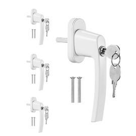 4 x Lockable Window Handles, Child Safety Window Lock with Lock, for Attaching Windows, Balcony Doors, Yard Doors, etc. (White) (4)
