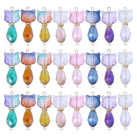 CHGCRAFT 24 Stück 8 Stil Katze Glas Connector Charms Katze Form Glas Links Connector Charms Lovely Cat Shape Anhänger für Armband Halskette Ohrring Schmuck Craft Making