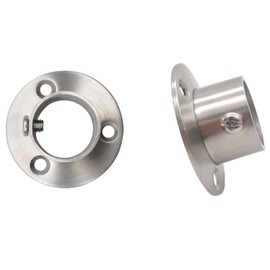 ZLYY 22mm / 0.8 Inch Dia Curtain Shower Curtain Rod Flange Mount Brackets, Satin Silver 2-Pack Curtain Rod Bracket (304 Stainless Steel)