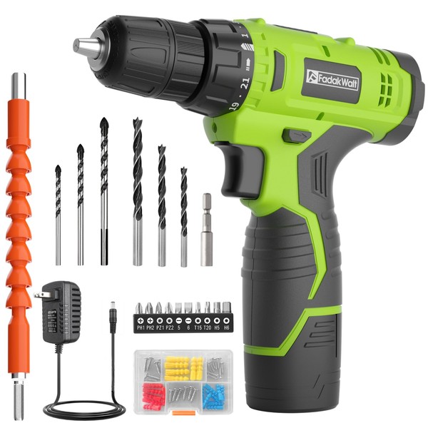 FADAKWALT FADAKWALT Cordless Drill Set,12V Power Drill Set with Battery
