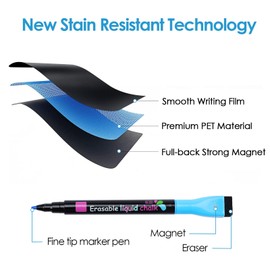 MaxGear Magnetic Black Dry Erase Board Sheet for Refrigerator, 16"x12" Fridge Magnetic Whiteboard for Kitchen, Fridge Shopping List for Family Planner and Grocery List, 4 Chalk Markers