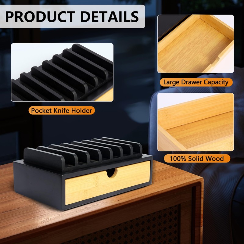 Pocket Knife Display Case, EDC Knife Rack for 7 Knives