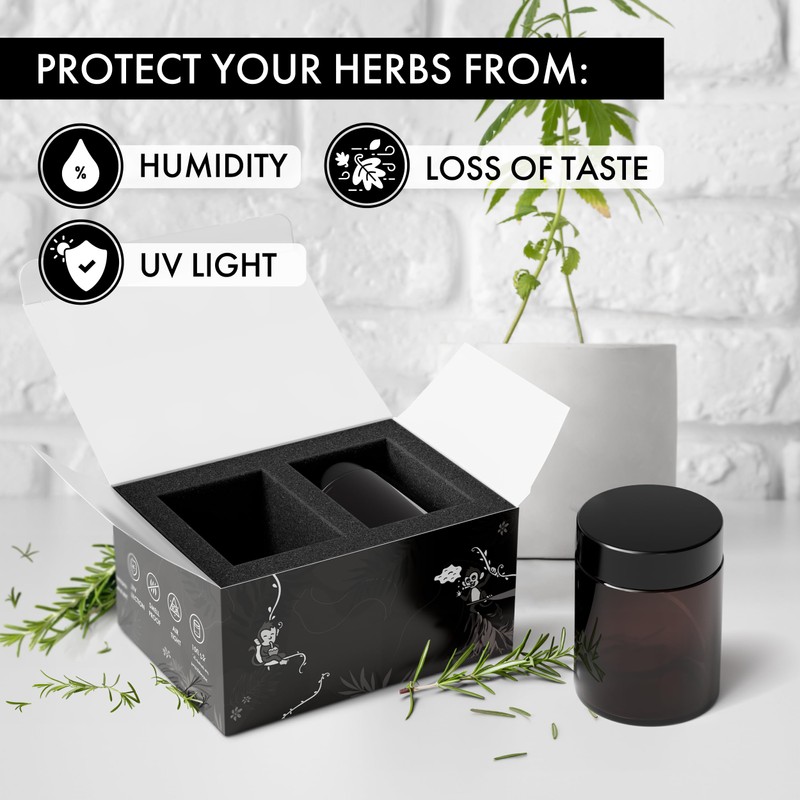 JCASE Stash Jar Kräuterglas 2x 100ml Vorratsglas UV-Schutz luftdichte Aufbewahrung