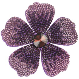 2.9 Inches Created Crystal Hawaiian Flower Hair Clips for Women | Boho Braids Artificial Hibiscus Flower Clips for Hair | Stylish Headdress Bobby Pins Tropical Hair Accessories for Women, Purple