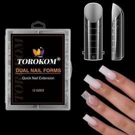 TOROKOM Doppelnagel Formen für Poly Verlängerung Gel, 120 PCS Quadratische Poly Nagel Gel Nagel Formen für Builder Verlängerung Nail Art Design Salon&DIY