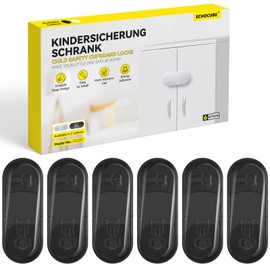 ECHOCUBE Kindersicherheits-Schrankschlösser, 6 Packs Baby-Proofing-Schrankschlösser mit Klebstoff, Baby-Sicherheits-Kinderschlösser für Schränke, Schränke, Schubladen (Schwarz)