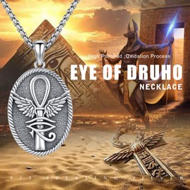 AOSAIB Ankh Necklace 925 Sterling Silver Eye of Horus Necklace Pendant Symbol of Protection Jewelry for Men Women
