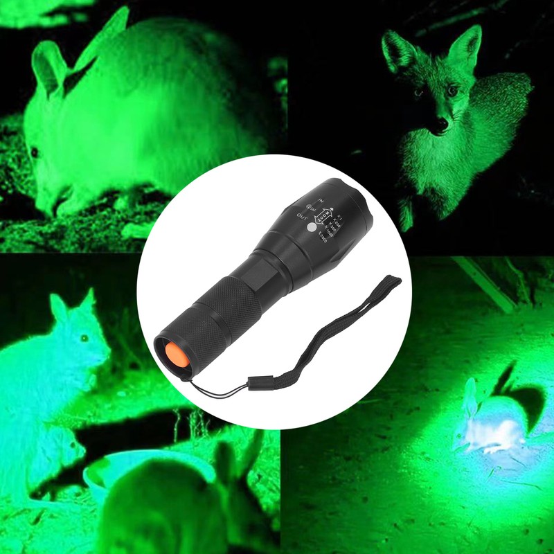 Small LED Flashlight Single Mode Retractable Focusing Waterproof Green Light