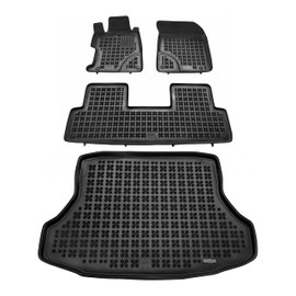 REZAW-PLAST Custom Rubber Floor Liners Compatible with 2012 2013 2014 2015 Honda Civic Floor Mats & Trunk Mat All Weather Tailored Custom Fit Odorless Car Accessories Set Black