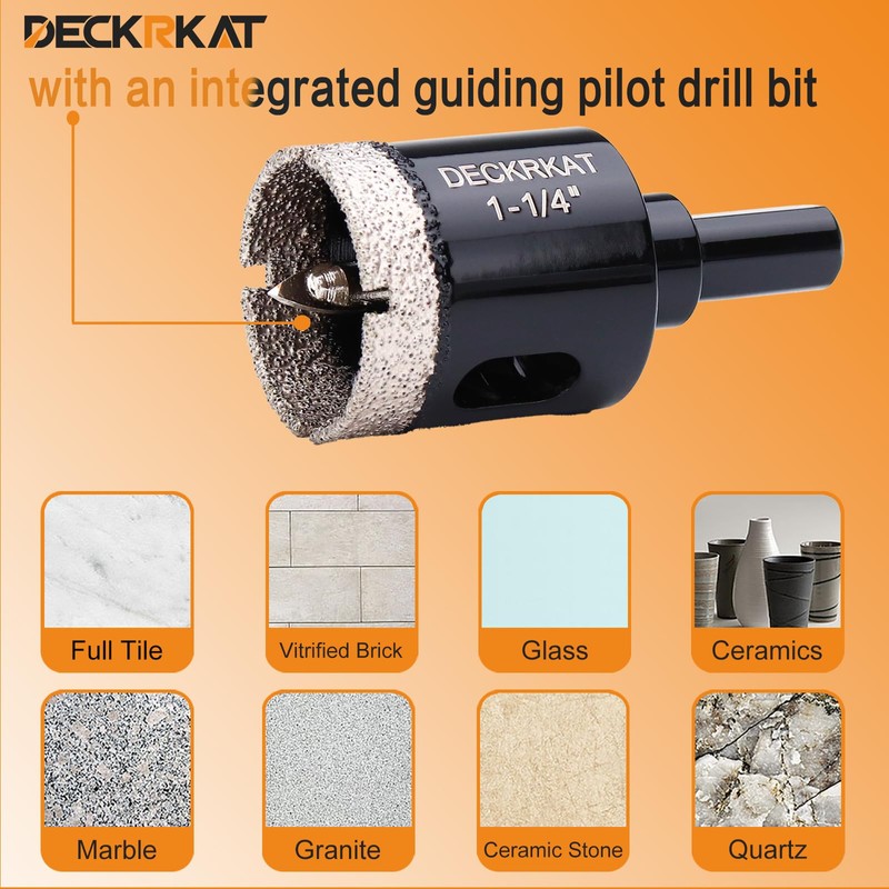 1-1/4 Inch Diamond Hole-Saw Bits with Pilot Drill Bit -