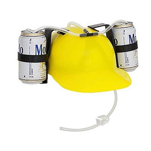 EZ DRINKER Beer and Soda Guzzler Helmet (Yellow), Large