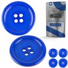 Clothing Buttons, 6 Pieces 4 Hole Diameter 40.6mm Blue Polyester