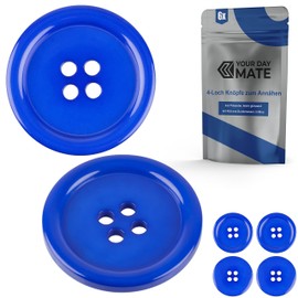Clothing Buttons, 6 Pieces 4 Hole Diameter 40.6mm Blue Polyester Size 64L Resin Buttons for Jacket, Coat, Shirt, Polo Shirt, DIY Button Resin Laundry Buttons, Base Button, Craft Buttons