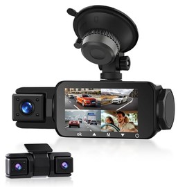 4 Channel Onboard Car Camera, podofo HD 2K Front Camera, 360 Degree Dash Cam with Rear Camera, G-sensor, Motion Detection, Loop Recording
