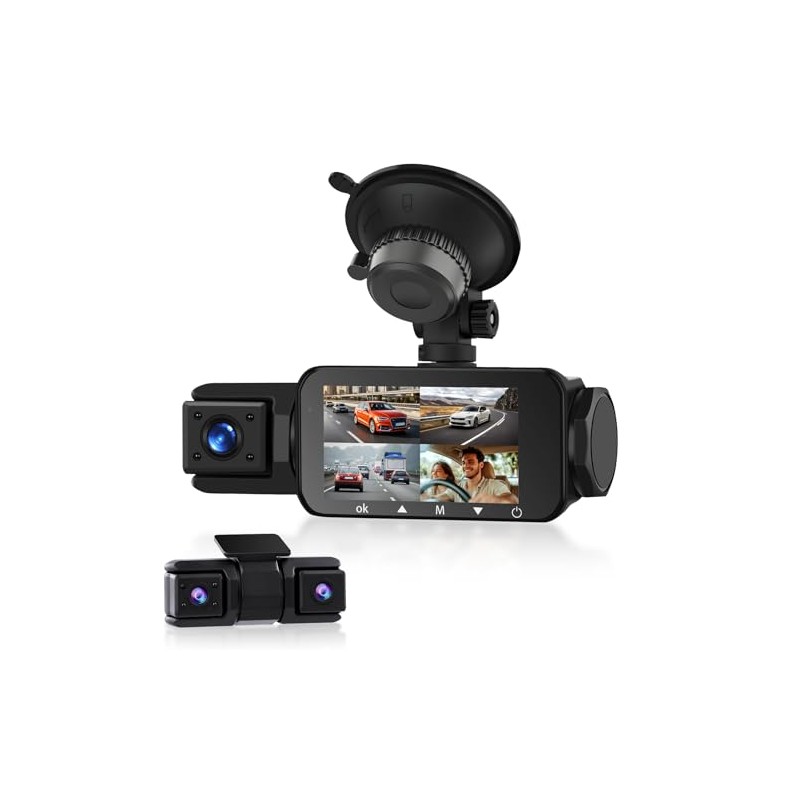 4 Channel Onboard Car Camera, podofo HD 2K Front Camera,