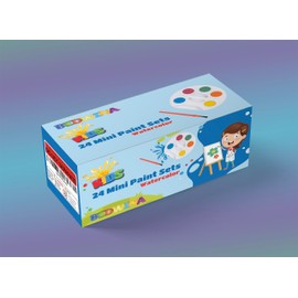 Mini Watercolor Kids Paint Set - (Bulk Pack of 24) - 5 Watercolor Paints, Palette Tray and Painting Brush, for Art Party Favors, Kids Prizes, Stocking Stuffers and Paint Party Supplies