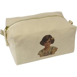 'Little Vintage Girl in Floral Clothes' Canvas Wash Bag/Makeup Case (CS00039750)