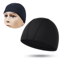 Serendi Simple Black Spandex Swim Cap for Women and Men Black Swim Cap 5ea