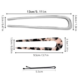 4 Stück French Hair Pin Französische Haarnadel U-Förmige Haargabel Groß Haarpin Gold und Silber Haarspangen Dunkle und Helle Schildpatt Spangen für Frauen Alle Haartypen