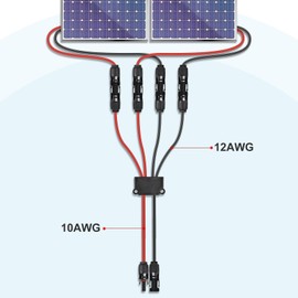 Usngsny Solar Connectors for 2 Solar Panels,IP68 Waterproof Tool-Free Solar Cable Splitter, MC4 Compatible Connectors 10AWG 4 to 2 Y-Branch Parallel Adapter for Solar Cable Extension (1.65FT)