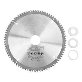 185mm Silver TCT Circular Saw Blade for Wood Cutting 80 Teeth + 3Pcs Reduction Rings
