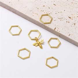 Upluckey Hexagon Bee Pendants Knitting Stitch Markers Gold Color Crochet Locking Needle Clip Knitting Tools Sewing Supplies