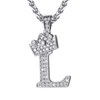 U7 Women's Crown Necklace Initial Letter Pendant Necklace with Zirconia