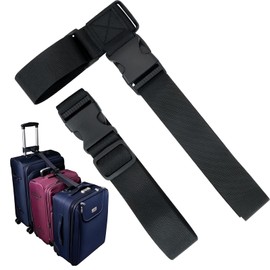 2 Pack Luggage Connector, Straps for Suitcase, Heavy Duty Adjustable Suitcase Belt to Connect 3 Suitcases or Add A Bag (T-Type and Normal, Black)
