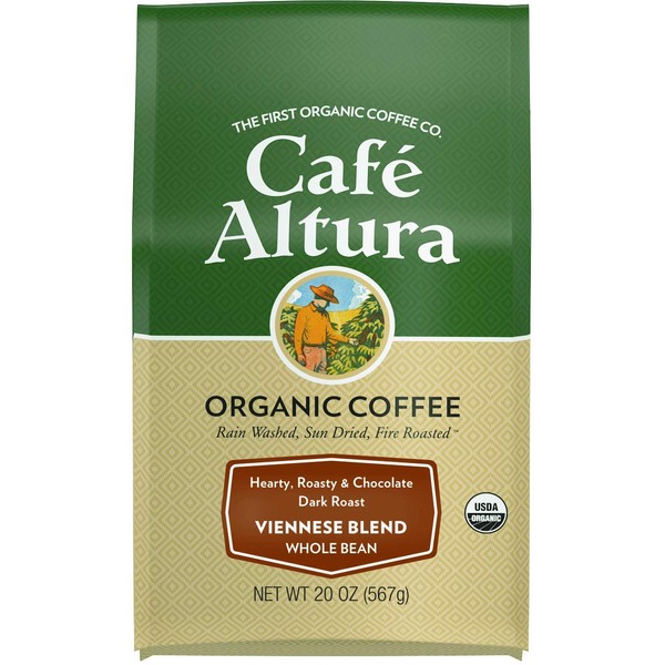 Cafe Altura Organic Coffee, Viennese Blend, Whole Bean, 1.25 Pound