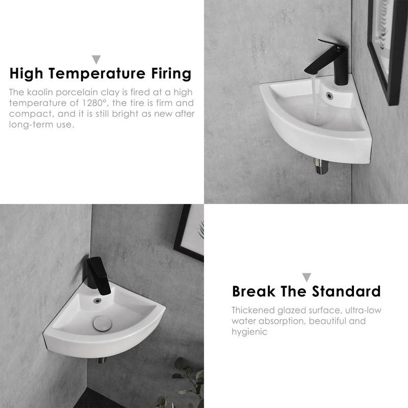 Davivy 18" x 13" Corner Bathroom Sink - White Ceramic