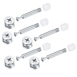 20PCS 3-in-1 Furniture Connection Kit, Eccentric Cam Lock Ø15mm and M6x40mm Dowel Screws, Pre-Inserted Ø11mm Plastic Nut, for Splicing Assembly of Table Cabinets